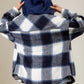 Drawstring Plaid Dropped Shoulder Hooded Shacket