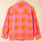 Color Block Plaid Button Up Long Sleeve Jacket