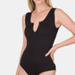 Zenana Microfiber Notched Sleeveless Bodysuit