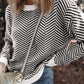 Striped Round Neck Long Sleeve Sweater