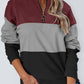 Full Size Color Block Quarter Zip Long Sleeve Sweatshirt