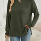 Slit Round Neck Long Sleeve Sweatshirt