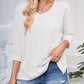 Textured Round Neck Three-Quarter Sleeve Blouse