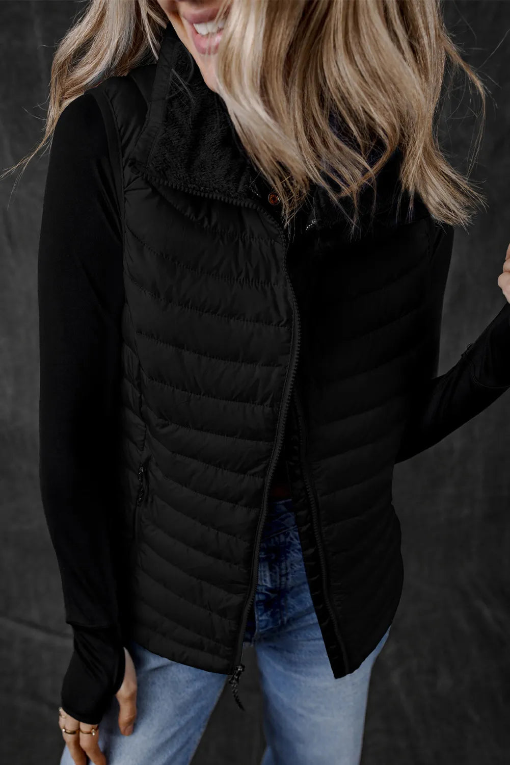 Pocketed Zip Up Vest