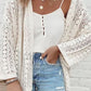 Openwork Open Front Dropped Shoulder Cardigan