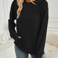 Slit Round Neck Long Sleeve Sweatshirt