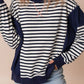 Exposed Seam Striped Long Sleeve Sweatshirt