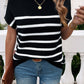 Striped Mock Neck Short Sleeve Sweater