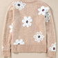 Flower Button Up Long Sleeve Cardigan