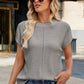 Exposed Seam Round Neck Short Sleeve Sweater