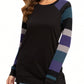 Color Block Round Neck Long Sleeve T-Shirt