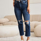 RFM Full Size Tummy Control Distressed High Waist Raw Hem Jeans