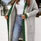 Pocketed Contrast Long Sleeve Hooded Cardigan