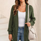 Cable-Knit Dropped Shoulder Slit Cardigan