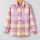 Plaid Corduroy Pockets Brushed Checkered Shacket