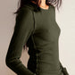 Exposed Seam Round Neck Long Sleeve T-Shirt