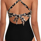 Pink 2-tone Crossed Cutout Backless Monokini: Pink / 2XL / 82%Polyester+18%Spandex