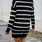 Devine Quarter Zip Striped Long Sleeve Sweater Dress