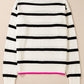 Striped Round Neck Drop Shoulder Sweater