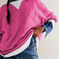 Contrast Dropped Shoulder Long Sleeve Sweatshirt