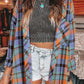 Plaid Collared Neck Long Sleeve Shirt