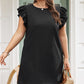 Plus Size Ruffled Round Neck Cap Sleeve Mini Dress