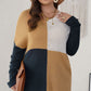 Plus Size Color Block Round Neck Sweater