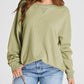 Waffle Knit Round Neck Long Sleeve T-Shirt