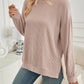 Slit Round Neck Long Sleeve Sweatshirt