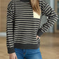 Striped Mock Neck Long Sleeve Sweater