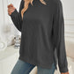 Slit Round Neck Long Sleeve Sweatshirt