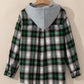 Drawstring Pocketed Plaid Hooded Jacket