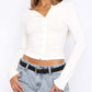 Button Up Round Neck Long Sleeve T-Shirt