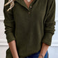 Ribbed Half Button Long Sleeve Knit Top