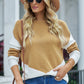 Color Block Round Neck Long Sleeve Sweater