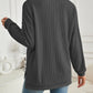 Slit Round Neck Long Sleeve Sweatshirt