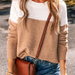 Color Block Round Neck Long Sleeve Sweater