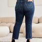 RFM Full Size Tummy Control Distressed High Waist Raw Hem Jeans