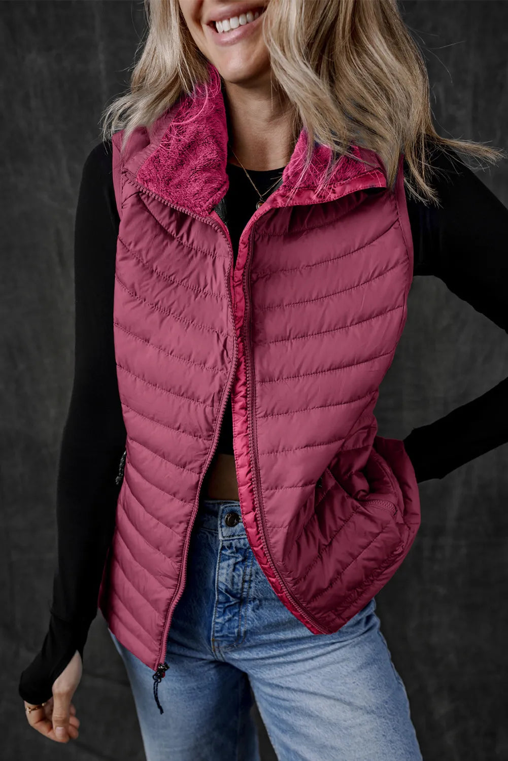 Pocketed Zip Up Vest