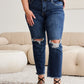 RFM Full Size Tummy Control Distressed High Waist Raw Hem Jeans