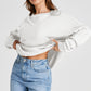 Waffle-Knit Long Sleeve Sweatshirt