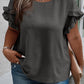 Plus Size Ruffled Round Neck Short Sleeve Blouse