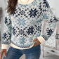 Perfee Graphic Round Neck Long Sleeve Sweater