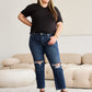 RFM Full Size Tummy Control Distressed High Waist Raw Hem Jeans