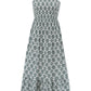 Smocked Printed Square Neck Sleeveless Dress