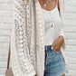 Openwork Open Front Dropped Shoulder Cardigan