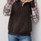 Perfee Plaid Half Zip Long Sleeve Sweatshirt