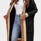 Pocketed Contrast Long Sleeve Hooded Cardigan