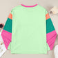 Color Block Round Neck Long Sleeve Top