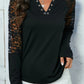 Lace Notched Long Sleeve Blouse